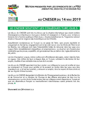 Le CNESER soutient les collègues turc.que.s