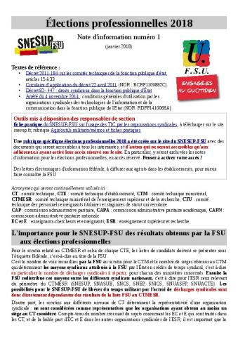 Élections pro 2018: notes d'information pour les sections