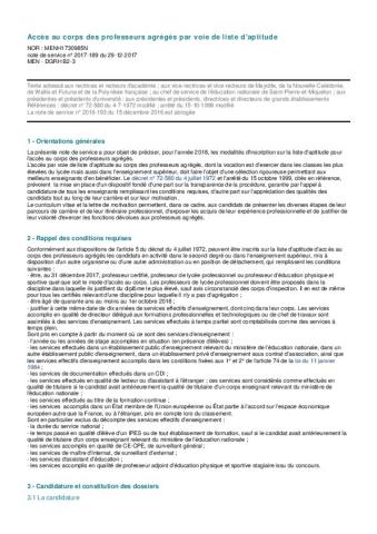 Accès au corps des professeurs agrégés par voie de liste d'aptitude - Note de service n° 2017-189 du 29-12-2017
