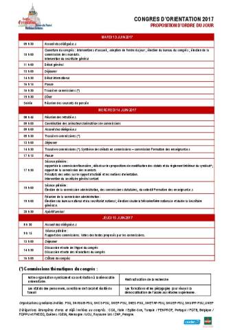 Ordre du jour du congrès d'orientation du SNESUP-FSU