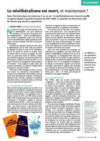 Le néolibéralisme est mort, et maintenant ?