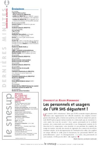 UNIVERSITÉ DE ROUEN NORMANDIE : Les personnels et usagers de l’UFR SHS dégustent ! - Heidi Charvin - N° 548 OCTOBRE 2016