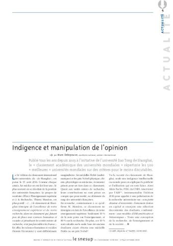 Indigence et manipulation de l’opinion - Marc Delepouve - N° 647 SEPTEMBRE 2016
