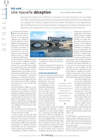 PLF 2018 : Une nouvelle déception