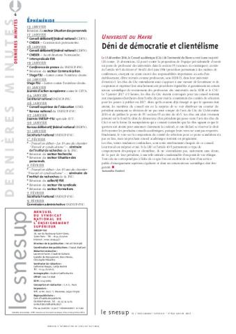 Université du Havre : déni de démocratie et clientélisme - Samantha Faubert - N° 651 JANVIER 2017