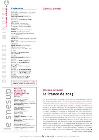Stratégie nationale : la France de 2025, par Laurence Favier/N° 652 FEVRIER 2017