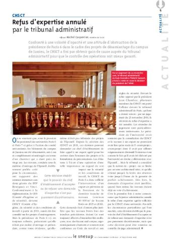 CHSCT : refus d'expertise annulé par le tribunal administratif 