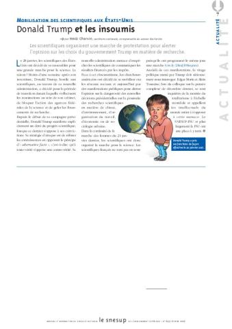 Mobilisation des scientifiques aux Etats-Unis : Donald Trump et les insoumis, par Heidi Charvin/N° 652 FEVRIER 2017