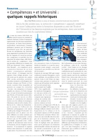Formation : "Compétences" et Université : quelques rappels historiques, par Guy Bucy/N° 653 MARS 2017