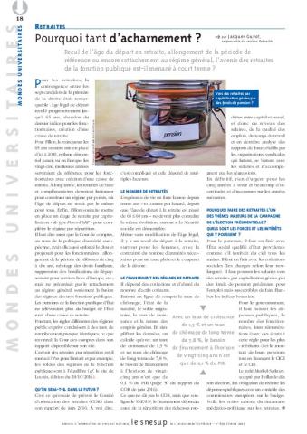 Retraites : pourquoi tant d'acharnement ? , par Jacques Guyot - N° 652 FEVRIER 2017