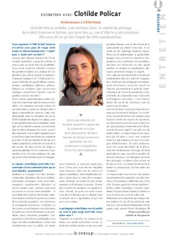 ENTRETIEN AVEC Clotilde Policar - Isabelle de Mecquenem - N° 645 MAI 2016