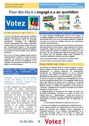 Élections professionnelles 2018 : Profession de foi de l'Université de La Réunion