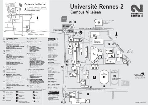 Plan du campus Villejean - Rennes 2