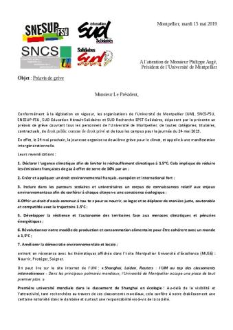 Université de Montpellier : Préavis de grève pour le 24 mai 2019