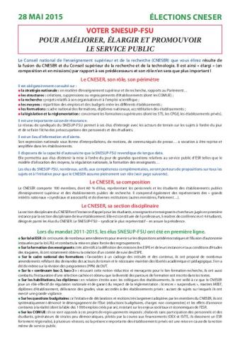 VOTER SNESUP-FSU POUR AMÉLIORER, ÉLARGIR ET PROMOUVOIR LE SERVICE PUBLIC