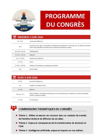 Programme du congrès d'étude 2026 à l'université du Havre