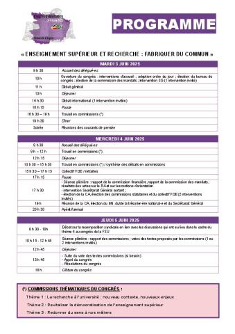 Programme congrès d'orientation 2025