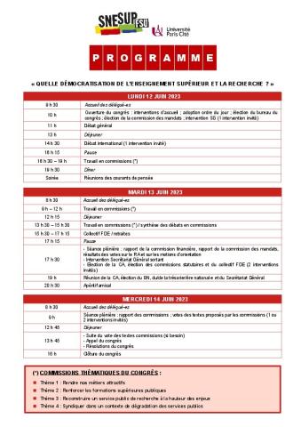 Programme du congrès