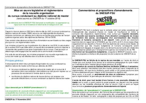 CNESER : Commentaires et propositions d'amendements  du SNESUP-FSU