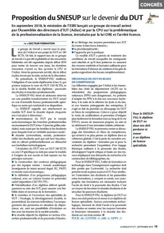PROPOSITION DU SNESUP-FSU SUR LE DEVENIR DU DUT