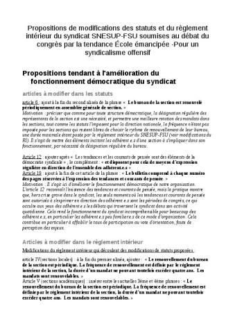 Propositions de modifications des statuts du SNESUP-FSU soumises par EE-PSO