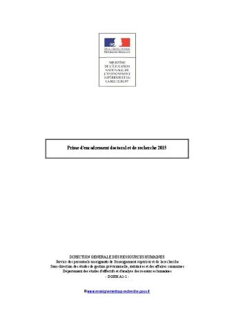 Rapport prime d'encadrement doctoral et recherche 2015