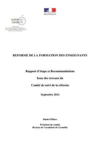 Réforme de la FDE : rapport d’étape et recommandations issues des travaux du comité de suivi de la réforme de la FDE (septembre 2014)