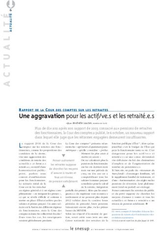 Rapport de la Cour des comptes sur les retraites : une aggravation pour les actif/ve.s et les retraité.e.s