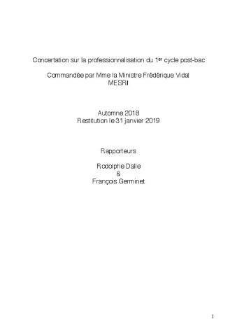 Concertation sur la professionnalisation du 1er cycle post-bac