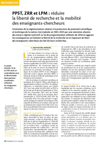 PPST, ZRR et LPM : réduire la liberté de recherche et la mobilité des enseignants-chercheurs