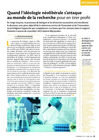 Quand l’idéologie néolibérale s’attaque au monde de la recherche pour en tirer profit