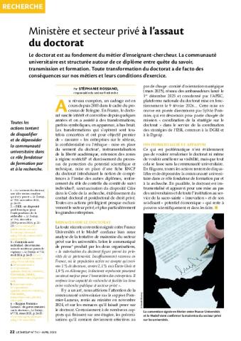 Ministère et secteur privé à l’assaut du doctorat