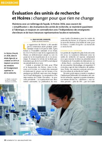 Évaluation des unités de recherche et Hcéres : changer pour que rien ne change