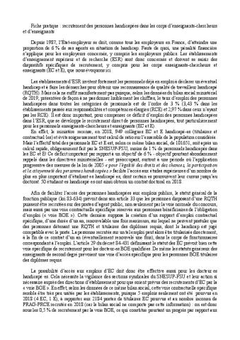 Fiche pratique : Recrutement des personnes handicapées dans les corps d’enseignants-chercheurs  et d’enseignants 