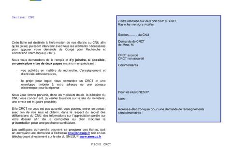 Fiches CRCT