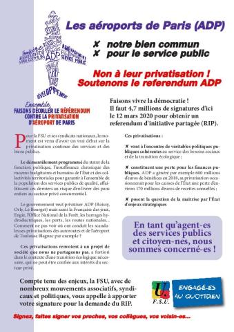 Référendum ADP : Dès maintenant, sans perdre de temps et jusqu’au 12 mars 2020, signons !