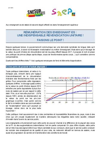 Rémunération des enseignant·es : une indispensable revendication unitaire. Faisons le point ! - Mai 2021