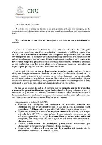 Motions de la section 18 Avancement de grade 