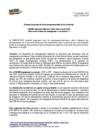 Le SNESUP-FSU s’adresse aux sénateurs et sénatrices