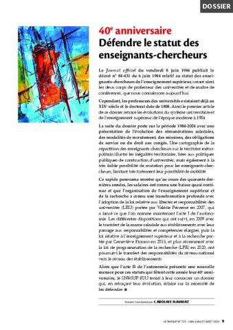 40e anniversaire – Défendre le statut des enseignants-chercheurs