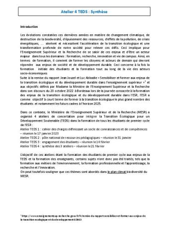 Synthèse ateliers MESR