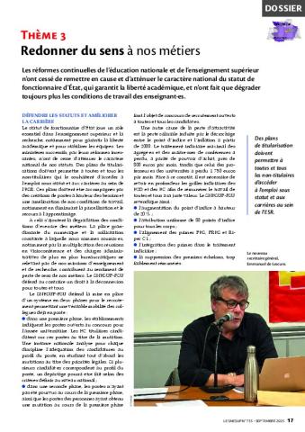 Thème 3 – Redonner du sens à nos métiers