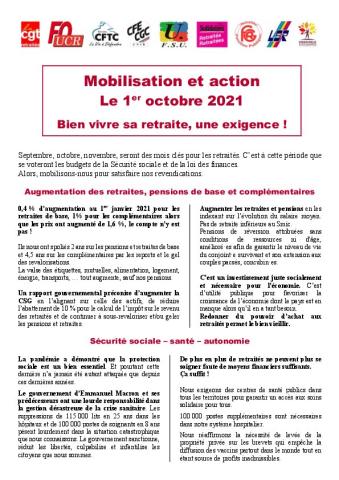 Retraités et retraitées : mobilisation le 1er octobre 2021