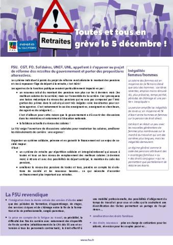 TRACT FSU et APPEL INTERSYNDICAL À LA GREVE le 5 DÉCEMBRE 2019
