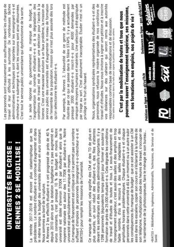 Universités en crise : Rennes 2 se mobilise !