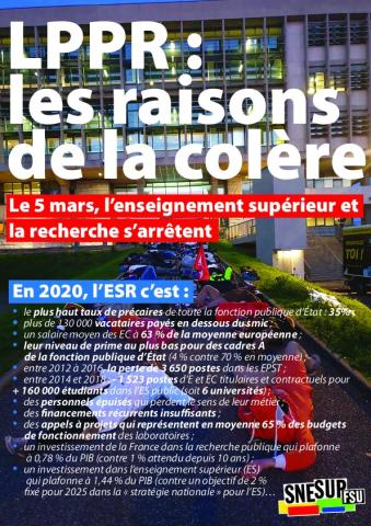 Tract et affiche de mobilisation du 5 mars 2020 contre la LPPR 