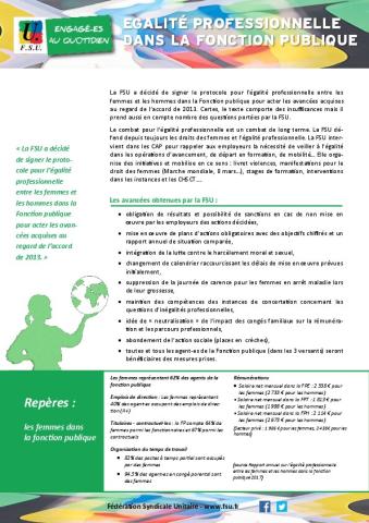 EGALITÉ PROFESSIONNELLE DANS LA FONCTION PUBLIQUE - Tract de la FSU, novembre 2018