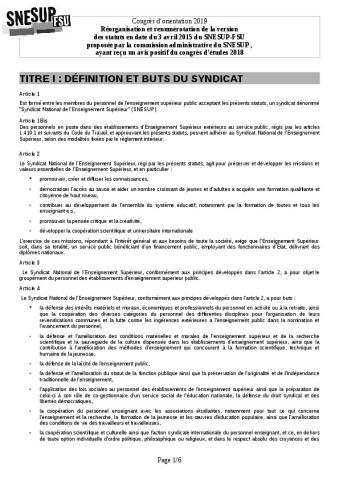 Propositions émanant de la commission administrative