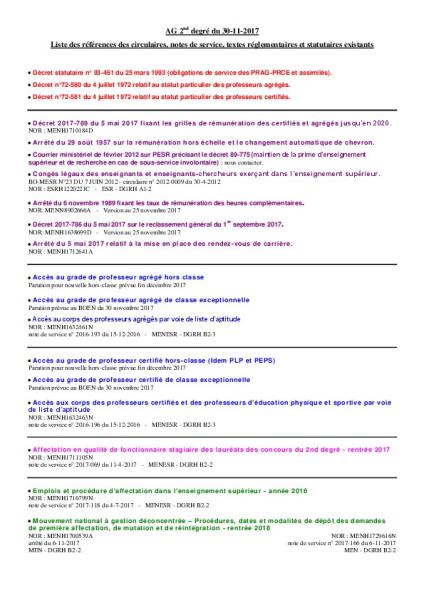 Assemblée Générale du jeudi 30 novembre 2017 des enseignants de statut second degré affectés dans l'enseignement supérieur