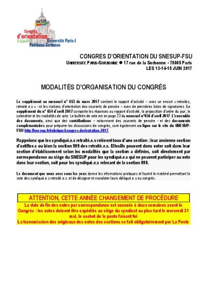 Circulaire congrès 2017 spéciale Retraité.e.s